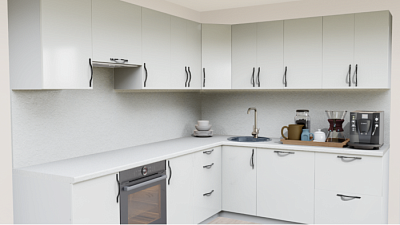 Кухня угловая Белый теплый